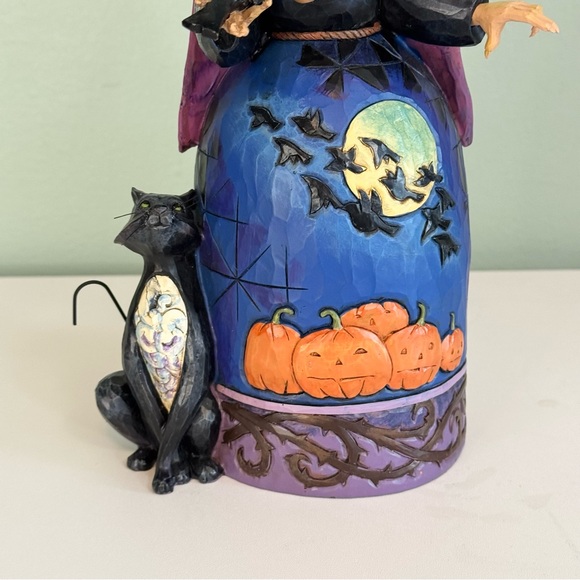 Jim Shore Friday Night Flight Halloween Witch Crow Cat Pumpkin Figurine 10 Inch - Picture 4 of 11